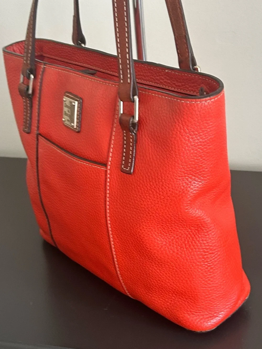 Dooney & Bourke Orange Pebbled LeatherTote Shoulder Work bag